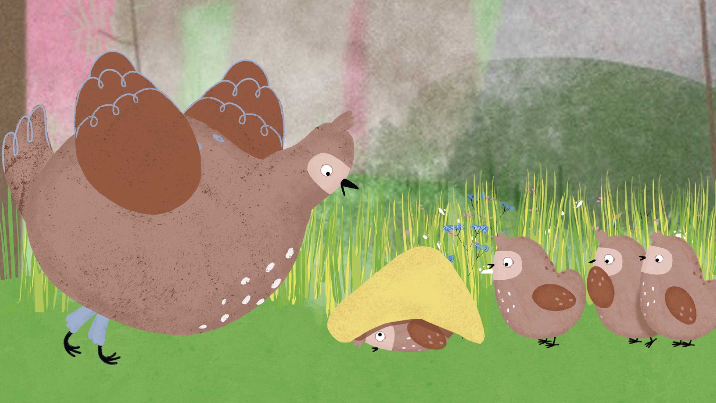 Pyyrouva katsoo mitä Pyynpoikanen tekee