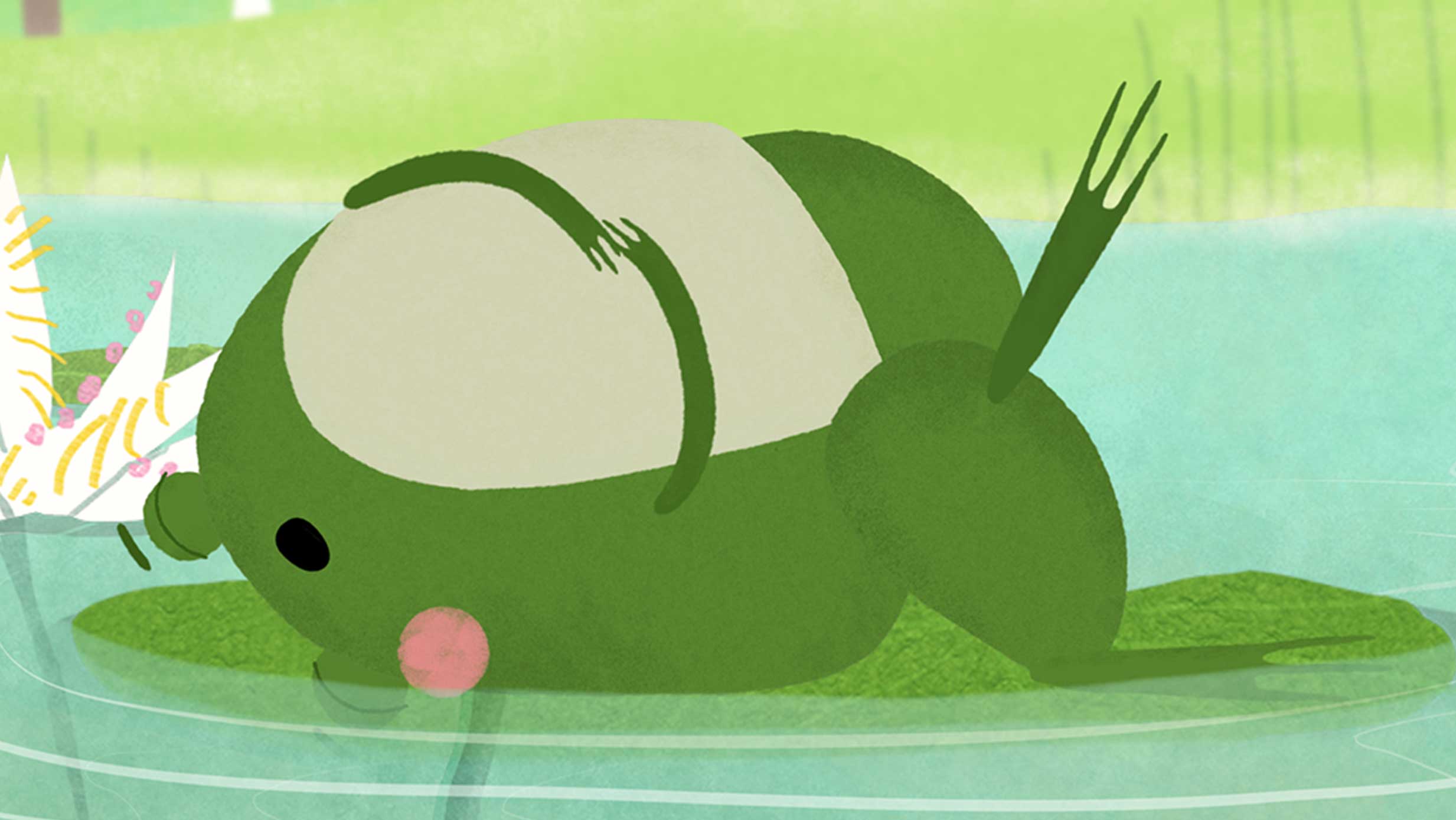 Sammakko nukkuu lumpeen päällä